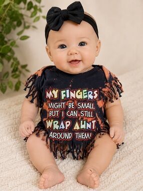 NWOT- Handmade - Aunt Tee - 3/6 months - Fringe - Tye dye Tee Shirt